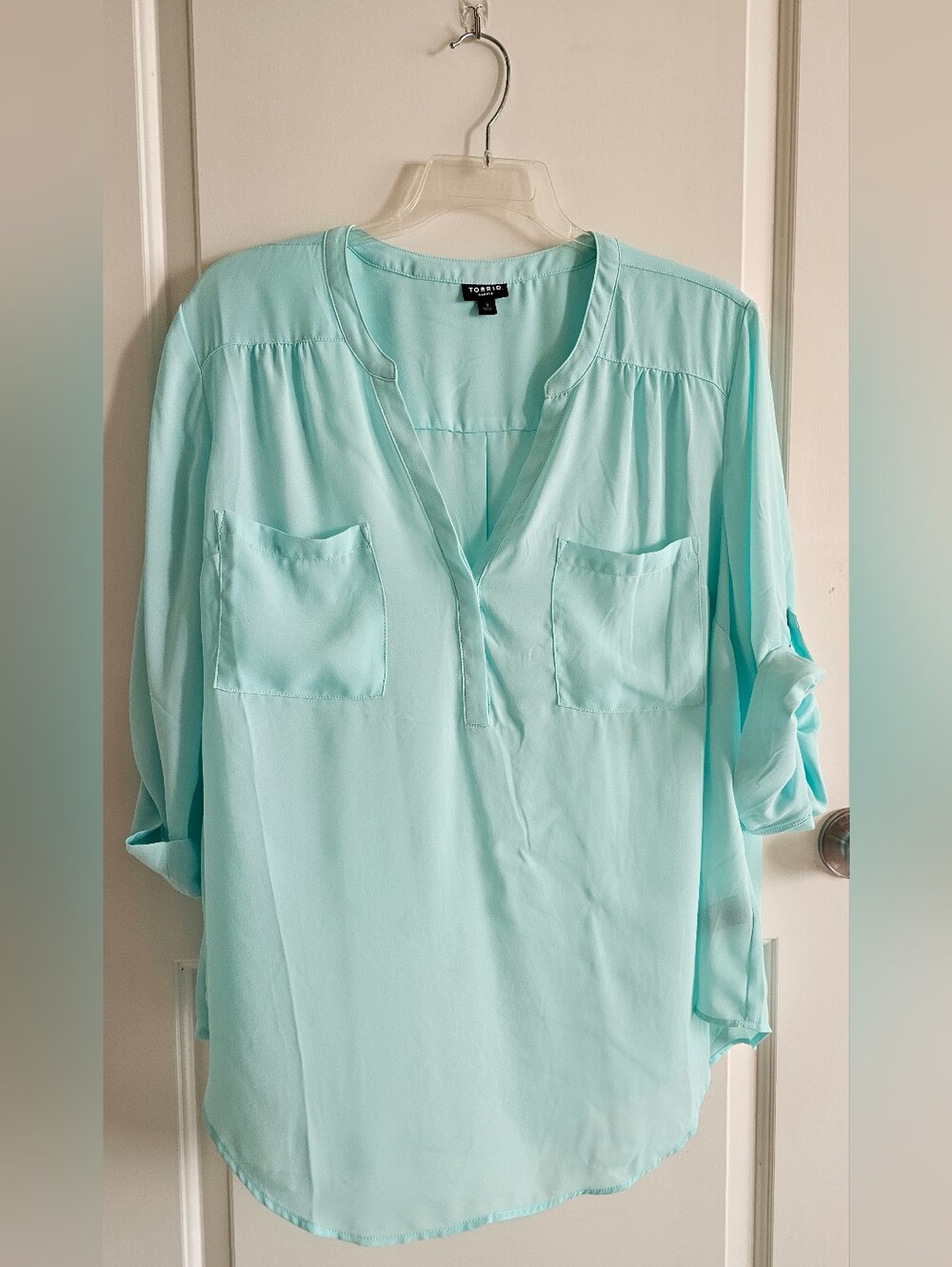 Torrid Harper Georgette Blouse In Aqua - Picture 3 of 7